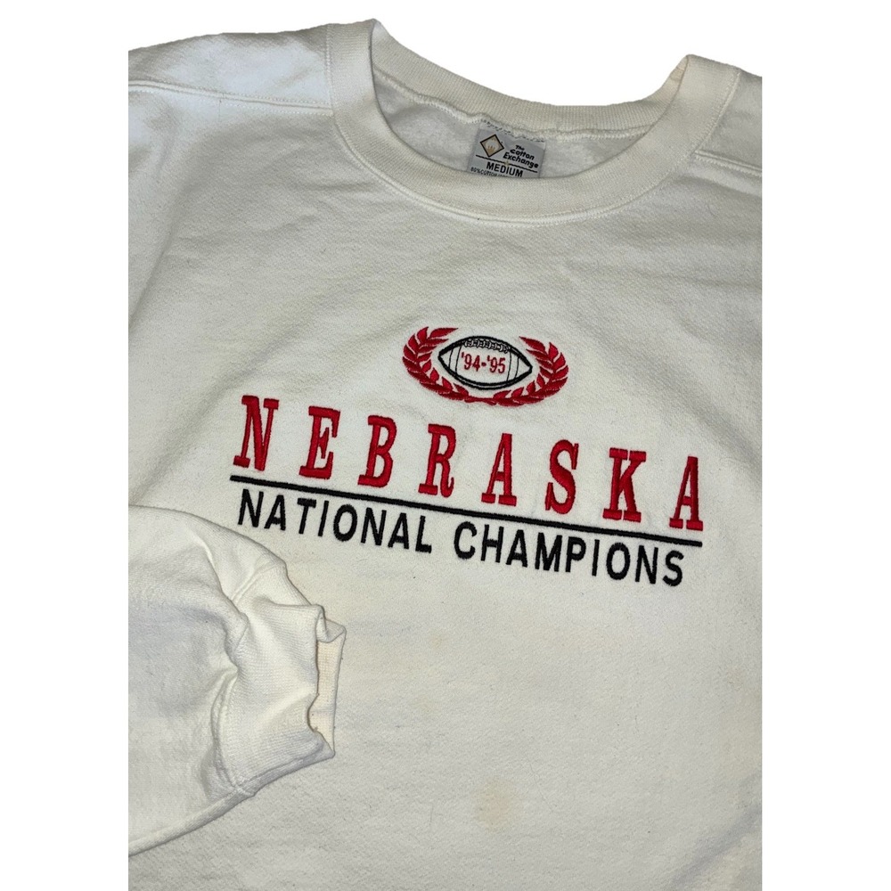 VTG 90s Nebraska Cornhuskers Back‎ To Back Champions Sweatshirt M White Football